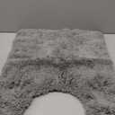 Yimobra U Shaped Toilet Bath Rug, Fluffy Plush, Super Shaggy Soft Non Slip, Water Absorbent Microfiber Bath Mat, Dries Quickly, Machine Washable Thick Bathroom Rugs, 20"x 24", Pure Gray