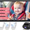 Baby Car Camera, 7'' 2K Mirror Monitor with Night Vision, Video Recording, and 3X Zoom for Clear Wide View of Rear-Facing Seat