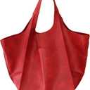 KlaOYer Oversized Leather Tote Bag Huge Capacity Work Hobo Pu Leather Bucket Purse And Handbag Large Soft Travel Shopping Bag (Red)