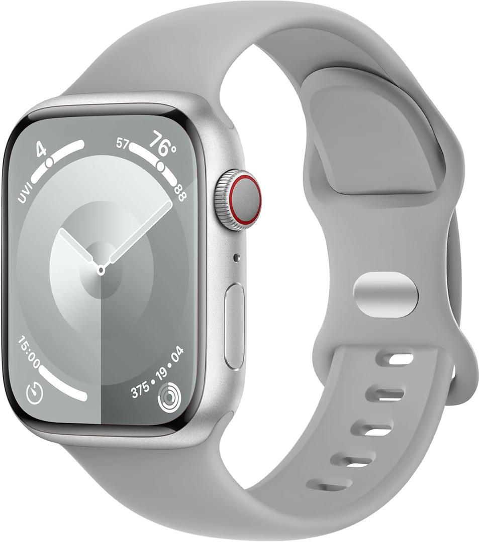 DaQin Sport Band Compatible with Apple Watch Bands 40mm 41mm 42mm 44mm 45mm 46mm 49mm 38mm Women Men, Soft Silicone Waterproof Wristband Strap for iWatch Band Series 11 10 9 8 7 6 5 4 3 2 1 SE Ultra (Light Gray)