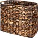 Tatuo Seagrass Magazine Baskets Magazine Holder Tall Narrow Woven Storage Wicker Basket Floor Bathroom Home Office Handwoven Holder for Books, Newspaper, File and Mail (Dark Brown)
