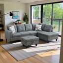 97" Oversized Sectional Couch, L Shaped Couch with Storage Ottoman, Modern Modular Sofa with Deep Seat, Sectional Couches for Living Room and Office, Dark Grey (Fluffy Fabric)