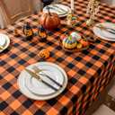 Joyfol Day Halloween Orange Buffalo Plaid Tablecloth - 55x86 Inch Rectangle Washable Checkered Table Cover, Fall & Thanksgiving Decor for Holiday Parties
