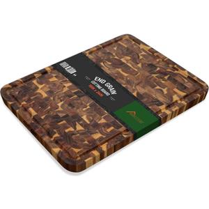 HOMESTEAD End Grain Cutting Board 23 x 18in - Acacia Wood Cutting Board for Kitchen with Juice Groove and Handles, Butcher Block 1.5-in Thick (23"L x 18"W)