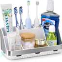 Toothbrush Holders for Bathrooms Countertop Organizer - Kids Electric Toothbrush and Toothpaste Holder Detachable 7 Slots Tooth Brush Organization Bathroom Accessories Storage Vanity, Silver