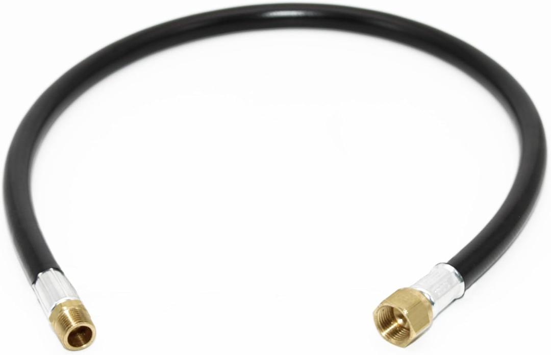 Flame King 32-inch Propane Thermo Plastic Hose Assembly, 3/8-inch ID, 3/8-inch MPT X 1/2-inch Female Flare, for RVs and Travel Trailers