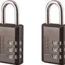 Master Lock Black Combination Padlock, Indoor Gym Locker Lock with Customizable 3-Digit Code for Luggage, Backpacks, Cabinets, 2 pk, 647EC2