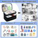 Tesuko Medicine Bag for Traveling with Portable Small Pouch, Double Layer Pill Bottle Organizer Storage Case with Lockable Zippers, Carrying Medication Travel Case with Shoulder Strap (BAG ONLY) Black