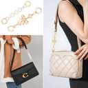 2 x Hzopcw 2pcs Gold Bag Extender Chain, Bow Pearl Purse Extender Chain for Women, Metal Bag Chain Charms for Handmade Shoulder Crossbody Bags Wallets Clutches