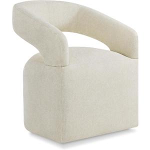 Upholstered Dining Chairs with Removable Casters Barrel Side Armchair with Rollers for Diningroom Bedroom Livingroom Reading Room, Cream Beige, 1PCS