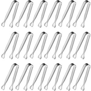 Mini Serving Tongs, Anytrp 18-Packs Stainless Steel Sugar Tongs, 4.3inch Ice Tongs Kitchen Appetizers Tongs for Coffee Bar, Tea Party, Desserts Party, Sugar and Ice (Silver)