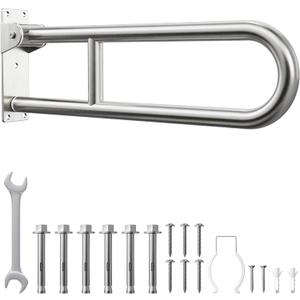 Toilet Grab Bar, Bathroom Safety Handrail Wall Mounted, 304 Stainless Steel Flip Up Folding Support Rail for Elderly Seniors and Handicap Assistance (30 Inch)