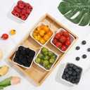 Ceramic Snack Bowls with Bamboo Tray Set,Divided Serving Bowls and Platters for Hosting & Party,Removable Serving Dishes for Chips and Dip,Fruit,Veggies,Candy and Snacks Kitchen Decor (6)