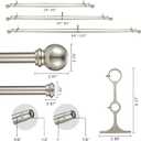 Double Curtain Rod 48 to 84 inch, Adjustable 1 inch Double Drapery Rod Rods for Windows and Doors with Ball Round Finials and Premium Aluminum Brackets Set(48-84",Brushed Nickel)