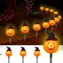 Halloween Pumpkin Pathway Lights Outdoor, 4PCS Jack O Lantern Pumpkin Light with Stake,Outdoor LED Walkway Lights Lights for Halloween Driveway Garden Yard Lawn Lights Decor