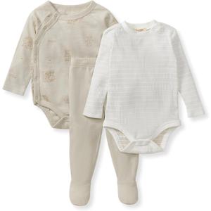 Burt's Bees Baby Unisex 3-Piece Bodysuit and Pant Set, 100% Organic Cotton Infant Outfit (6-9 Months)