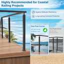 4Pack SS316 Cable Railing Corner Post 36" (Post 35"x2"x2") for Coastal Lake, 90 Drilled Railing Post with Cable Grommets, Adjustable Top Stainless Steel Black Finish L-drilled Staircase Post