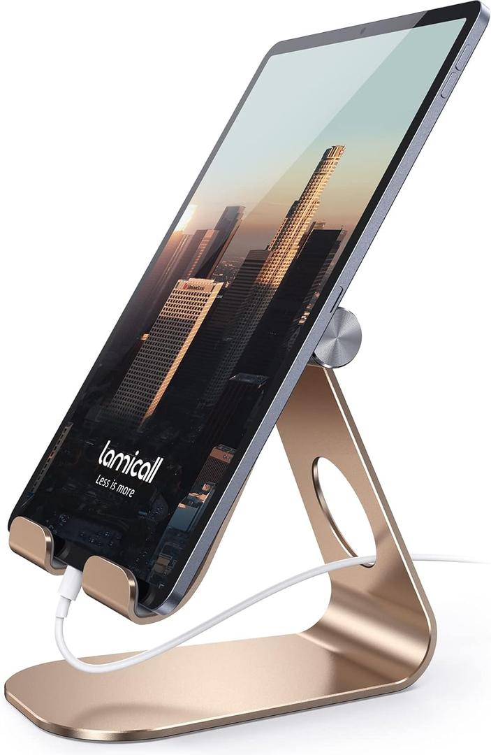 Lamicall Adjustable Tablet Stand - Desktop Holder Dock Compatible with iPad Pro 9.7, 10.5, 12.9 Air Mini 4 3 2, Kindle, Nexus, Tab, E-Reader (4-13") - Gold