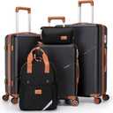 Cosbarn Luggage Sets 5 Piece Suitcases with Wheels, Suitcase Set ABS Hard Case Luggage with TSA Lock Spinner Wheels Durable Travel Luggage (5-Piece Set(20"/24"/28")) (Black)