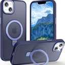 Magnetic for iPhone 13 Case with Ring Stand, [10 FT Drop Protection] [Velvety Touch] Slim Translucent Matte Back Shockproof Phone Case for iPhone 13 6.1'', Blue