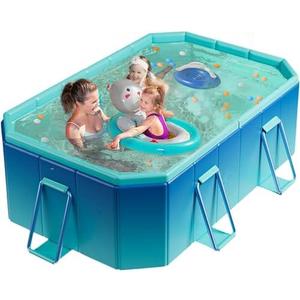122" Non-Inflatable Foldable Swimming Pool for Family, Portable Above Ground Pool for Adults & Kids, Easy Setup for Outdoor, Backyard, Garden, Camping - Durable PVC(122"×65"×20", Pro)