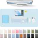 YSAGi Leather Desk Protector, Office Mat, Large Mouse Mat, Non-Slip PU Leather Blotter, Laptop Pad, Waterproof Writing Pad for Office and Home (Baby Blue, 35.4" x 17")