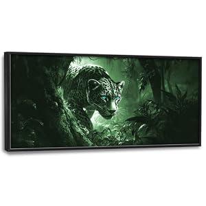 Forest Leopard Large Decor Framed Wall Art Animal Pictures for Living Room, Oversized Canvas Print Painting Modern Extra Large Framed Artwork for Bedroom Office Home Decor 60"x30"