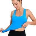 RUNNING GIRL Workout Tank Tops with Built in Bras for Women,Compression Shirt Strappy Back Athletic Yoga Tops (Blue, S)