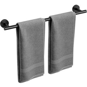 Matte Black Towel Bar, 24 Inch Bathroom Towel Rack (Total Length 26-Inch), Towel Holder Wall Mounted, Thicken SUS304 Stainless Steel Towel Rod Modern Home Decor