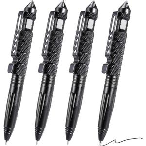 Tungsten Steel Tactical Pen for Glass Breaker Mutifunction Defense Pen (4 Pack) (Black)