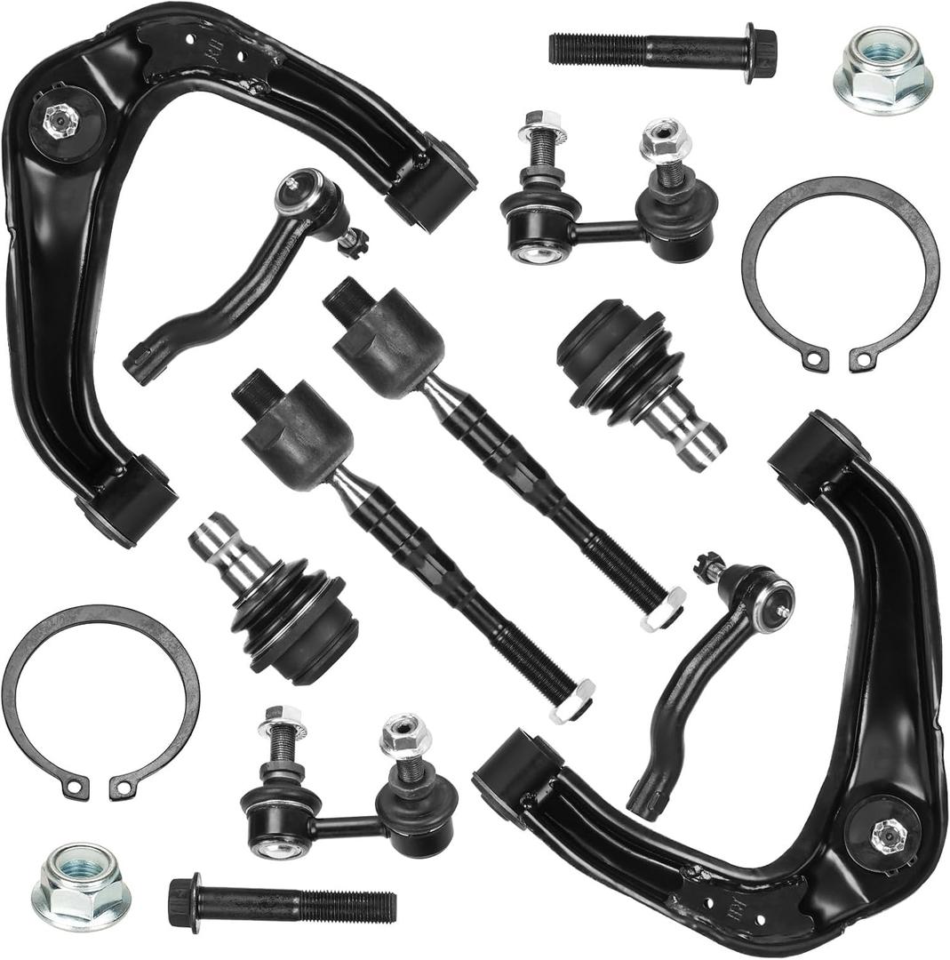Front Upper Control Arms w/Ball Joint+ Sway Bars + Tie Rods for Nissan Pathfinder 05-12, Frontier 05-19, Xterra 05-15 Suspension Kit K621245 K621246 K80647 K80470 K80471 10PCS
