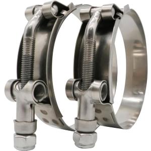 3.25" T Bolt Hose Clamp Stainless Steel - Working Range 89mm - 97mm for 3.25" I.D. Hose with 3mm - 6mm Wall Thickness, Roadformer T-bolt Clamp Featured to Provide Reliable Sealing Force, 2 Pack