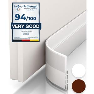 Vellure Door Draft Stopper for Bottom of Door - Premium Door Sweep for Bottom of Door/Weather Stripping Door Seal (Save Energy installs Quickly and Easily) Door Strip Ideal for (White)