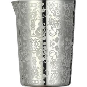 Unbreakable Cocktail Mixing Glass,Stirring Tin, Bar Mixing Pitcher with Spirit Pattern, 17-ounce / 500ml (Spirit Silver)