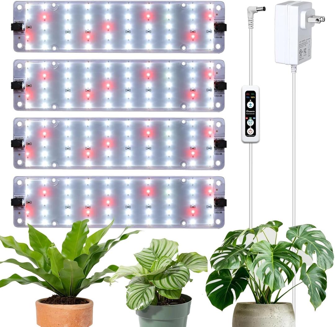 DOMMIA Grow Lights, 40W Linkable Grow Light for Indoor Plants Full Spectrum, 6/12/16h Timer, Dimmable Ultra-Thin Plant Lamp for Indoor Growing, Netural White, 1-Set