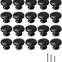 OctinPris 25x Matt Black Cabinet Hardware Round Mushroom Knob Drawer Handles 30mm/1.18" for Kitchen Cupboard Furniture Chest Door Dresser Bathroom 25Pcs
