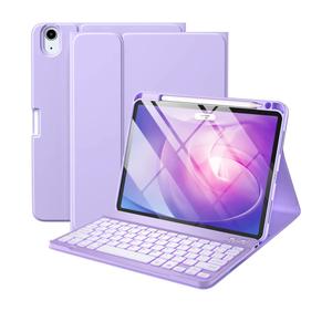 Harvopu Keyboard Case Compatible with iPad Air 11-inch/Air 5th 4th Generation Case with Keyboard-Backlit Detachable, Folio Keyboard Cover with Pencil Holder for Air 11" M4/M3/M2, Air 5/Air 4 (Purple)