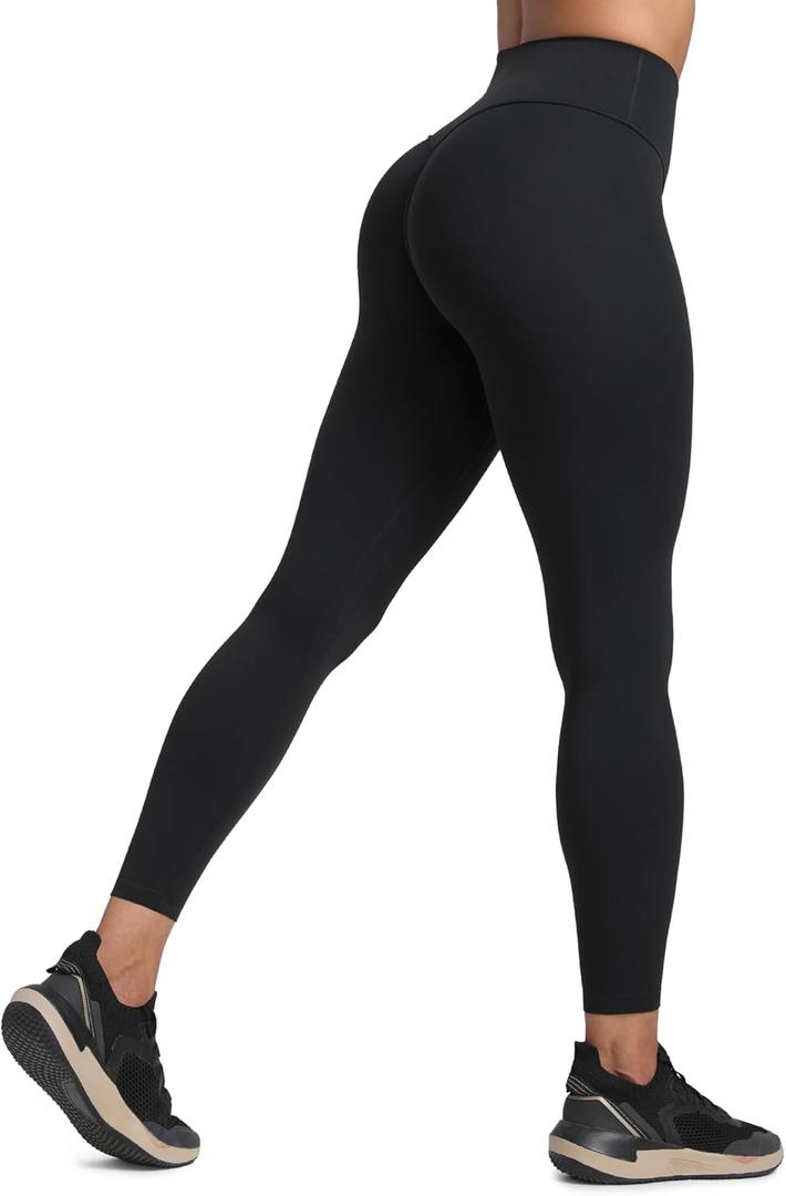 CRZ YOGA Secretsculpt Butterlift Workout Leggings 25" - No Front Seam High Waisted Womens Yoga Pants Booty Scrunch Butt (Black, XS)