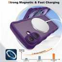 Compatible with iPhone 16 Case 6.1" 2024, Cute Kawaii Curly Wave Frame Shape Shockproof Translucent Matte Protective Magnetic 16 Phone Case for Women Girls, Purple