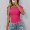 ATHMILE Womens Long Sleeve Crewneck/V Neck Ribbed Tops Fall Fitted Stretch Casual Basic T Shirts 2026 (Pink, XS)
