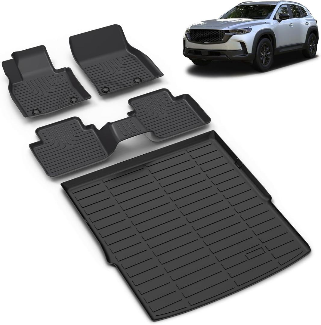 All Weather Car Floor Mats & Cargo Liner Set Fit for Mazda CX-50 (Not for Hybrid) 2023 2024 2025 2026 Floor Liners Trunk Liner CX50 Cargo Mat Accessories Black