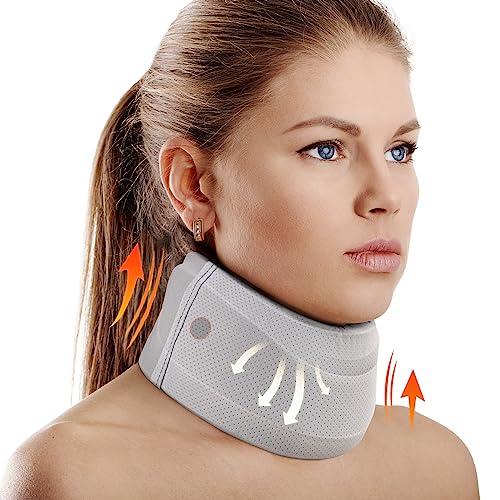 Neck Brace for Neck Pain and Support, Soft Neck Support Relieves Pain & Pressure in Spine for Women & Men, Wrap Align Stabilize Vertebrae Foam Cervical Collar for Sleeping (Grey, M, 3.5" Depth Collar)