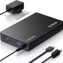 ORICO USB 3.0 External Hard Drive Enclosure for 3.5/2.5 Inch SATA Hard Drives/SSD Up to 20 TB, 3.5'' Tool-Free HDD Enclosure with 12V/2A Power Supply and UASP Acceleration (3588US3)