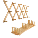 SKOLOO Hat Rack for Wall with 14 Hooks, Pack of 2, Solid Wooden, Modern, Expandable Coat Rack Wall Mount for Coats, Hats, Bags, Baseball Caps, Natural Color