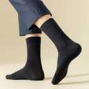 Cotton Mid Calf Crew Socks For Unisex,Soft Breathable Dress Socks For Business, Trouser, Casual 6 Pairs(Black 7-11) (Black)
