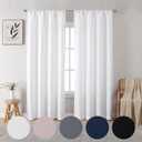 OVZME Doven White Semi Curtains 84 inch Length 2 Panels Set, Rod Pocket Semi Balance Privacy & Light Filtering, 3D Embossed Privacy Curtains  Drapes for Bedroom/Living Room, (W52 x L84, White)