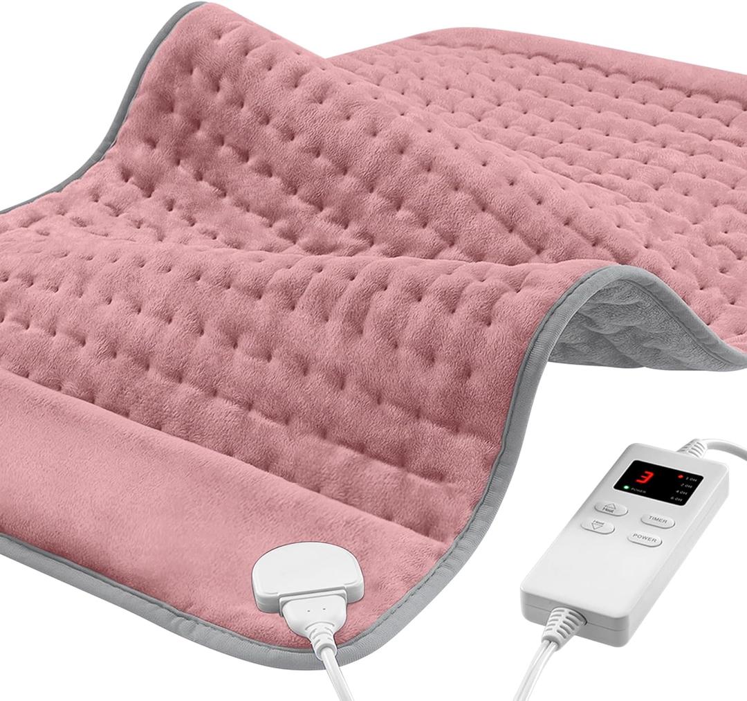 Heating Pad for Period Cramps, Heating Pads for Back Pain Relief, Heat Pad with 4 Timer & 6 Heat Temperature & Auto Shut Off, 12" x 24" Heating Pad for Women Mom Birthday Christmas Gift