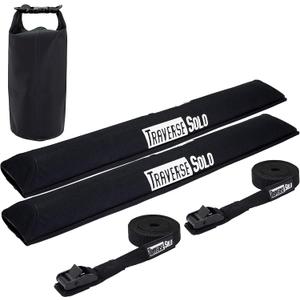 28 Inch Aero Roof Rack Pads with 15 ft Straps for Car, Surfboard, Kayak, SUP, Long-Board Includes Drybag