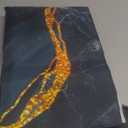 No Hook Shower Curtain with Snap in Liner Set, Blue Marble Design, Waterproof Washable Fabric Hotel Shower Curtains for Bathroom Decor with See Through Mesh Top Window 71x74 Inch