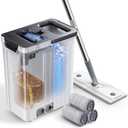 ADICOM Mop and Bucket Set | Auto-Spray Cleaning | Dirty Water Separation Keep Water Fresh | Flat Mop & Bucket with Scraper | 3X Washable Pads | Mops for Floor Cleaning All Floors Tile Wall Window